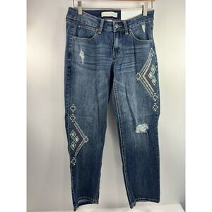 NWT C. EST 1946 Denim Crop Mid Rise Jeans Women's Sz‎ 2 Embroidered Distressed